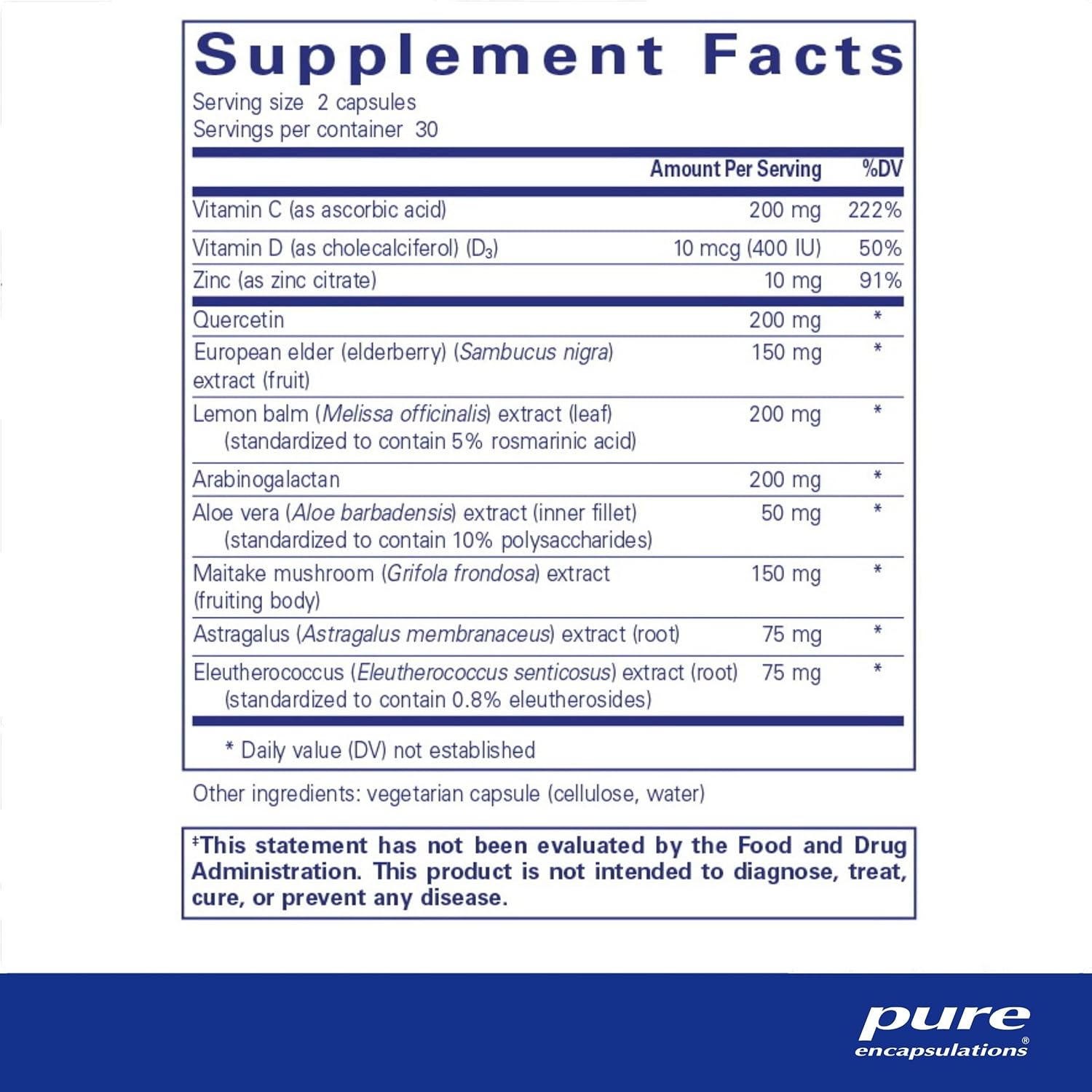 Pure Encapsulations Daily Immune Support Supplement with Vitamins, Minerals, and Herbs | 60 Capsules for Immune Health