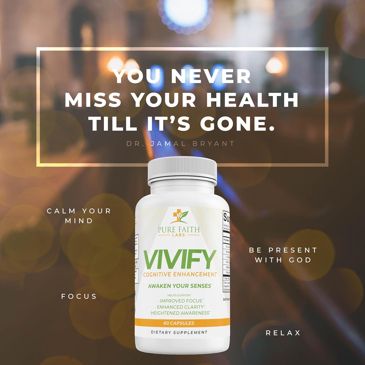 Pure Faith Labs Vivify Brain Booster Supplement - 60 Capsules, 1 Month Supply