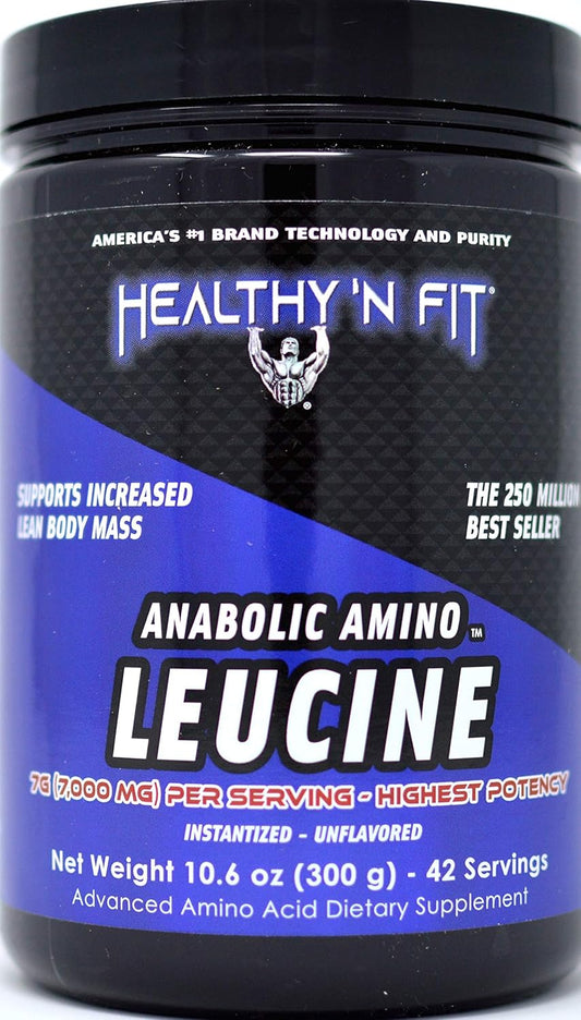 Pure Instant L-Leucine Powder - 300g (42 Servings) by HEALTHY 'N FIT Anabolic Amino