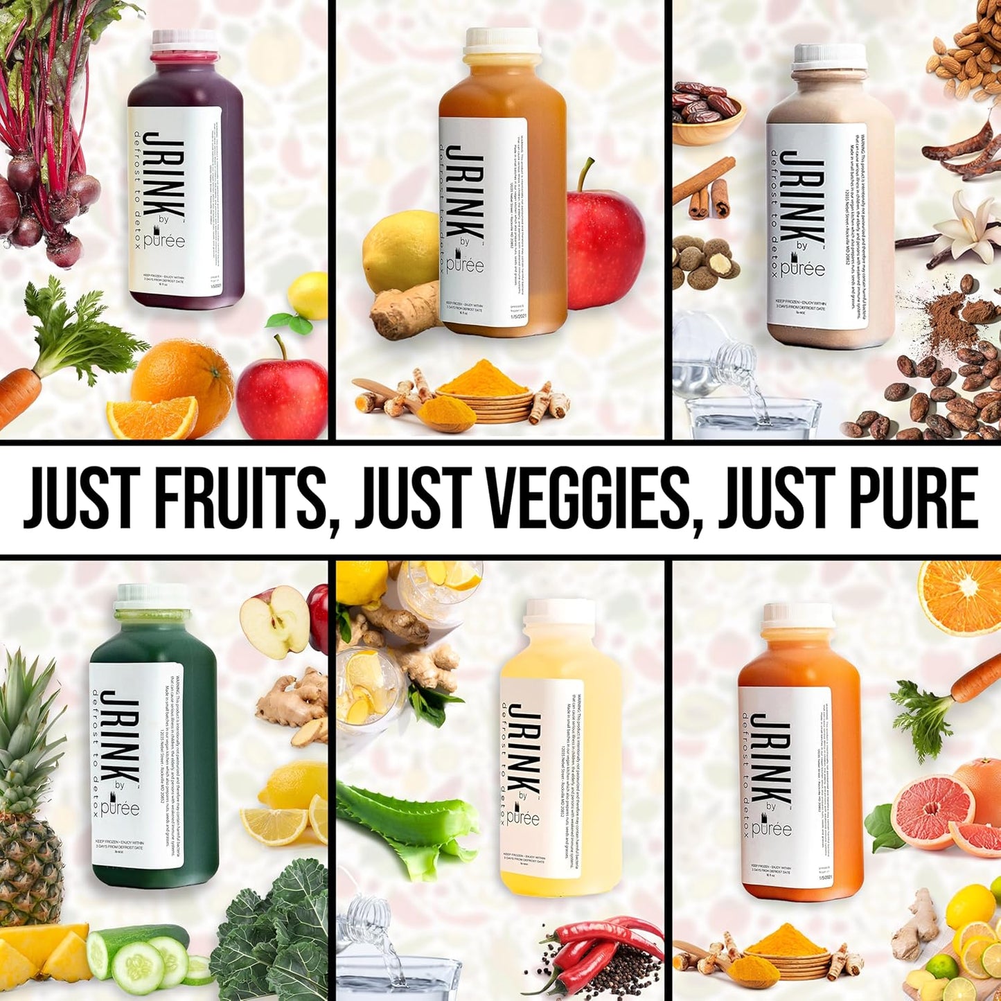 Purée Intermediate 2 Day Juice Cleanse - Freshly Juiced-on-Demand, Organic Cold Pressed Juices, 12 Bottles, 100% Fruits/Veggies, No Preservatives