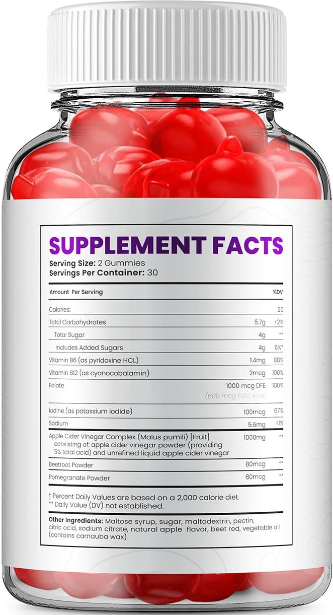 Pure Keto Essence ACV Gummies Supplement - Apple Cider Vinegar 1000MG, Vitamin B12, 2 Pack 120 Gummies