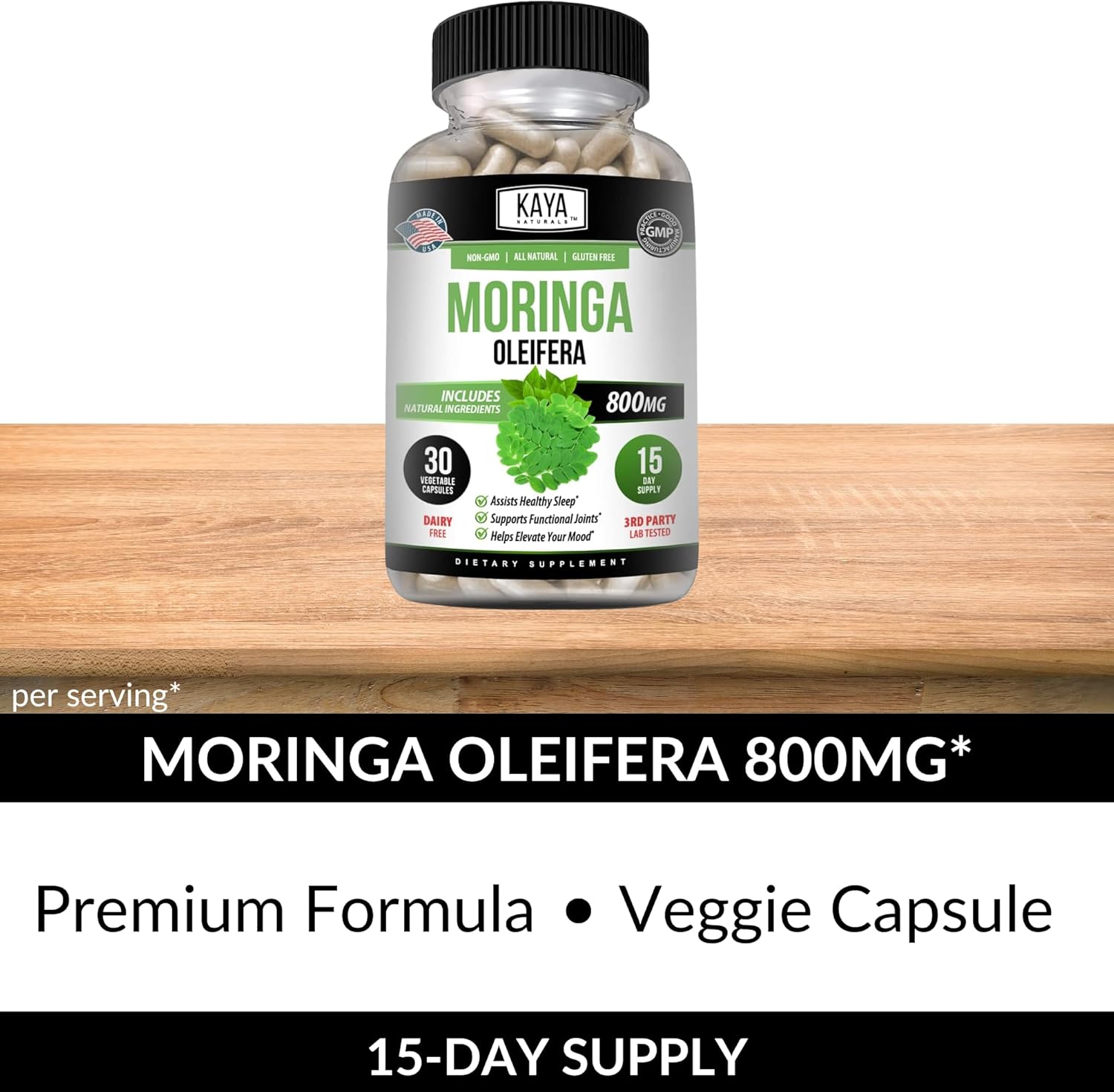 Pure Miracle Tree Moringa Extract - Complete Greens Superfood Supplement - Boost Energy Naturally - Nutrient Dense Vitamins - 30 Veggie Capsules