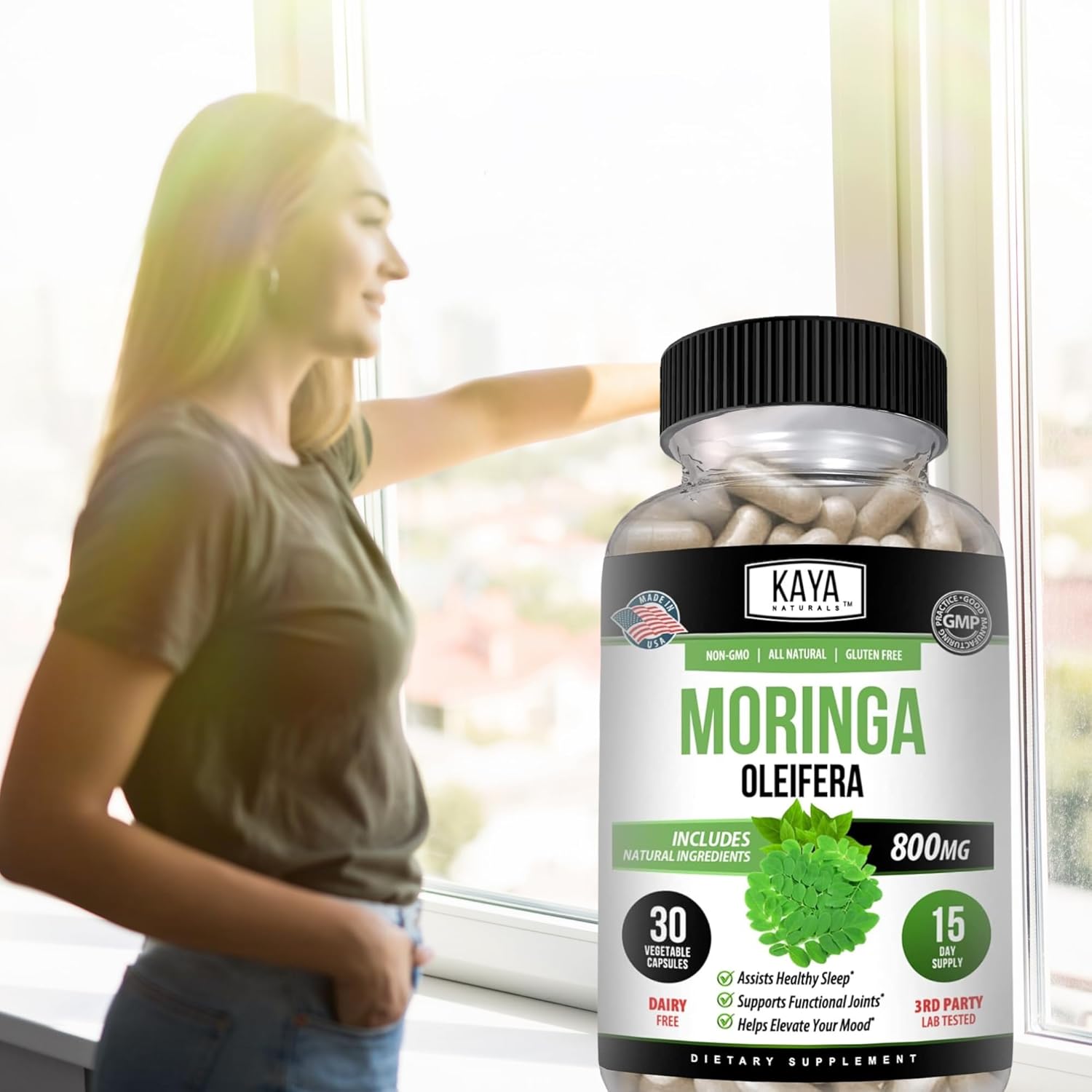 Pure Miracle Tree Moringa Extract - Complete Greens Superfood Supplement - Boost Energy Naturally - Nutrient Dense Vitamins - 30 Veggie Capsules