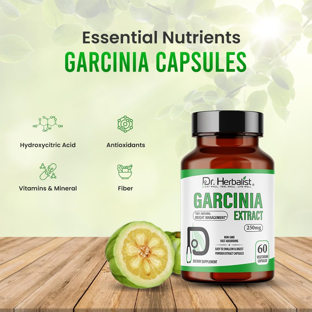Pure & Potent Dr. Herbalist Garcinia Extract 350mg Capsules - Natural Garcinia Cambogia for Health Enthusiasts | Vegetarian & Gluten-Free