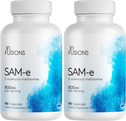 Pure SAM-e 800mg - 90 Vegetable Capsules - Extra Strength - Gluten Free - Non-GMO - Infusions International