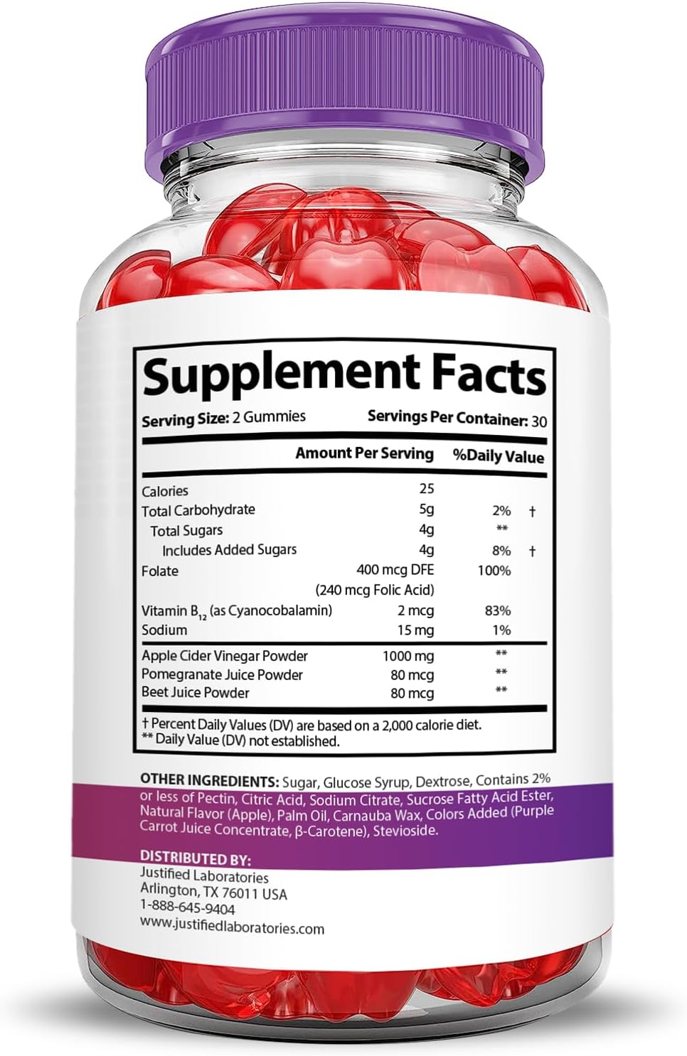 Pure Slim Keto ACV Gummies (2 Pack) - 1000MG Advanced Formula with Apple Cider Vinegar, Pomegranate, Beet Juice Powder, B12 - Vegan, Non GMO - 120 Gummys
