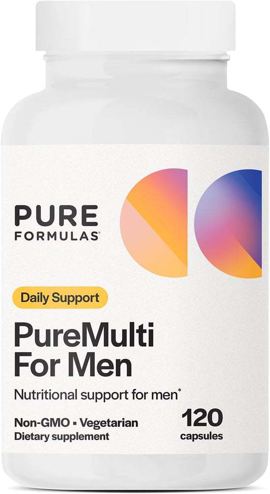 PureFormulas PureMulti Men's Daily Comprehensive Multivitamin - Boost Men's Health, Energy, & Performance with Vitamins A, C, D, E, B12, Zinc, Calcium, Magnesium - 60 Capsules