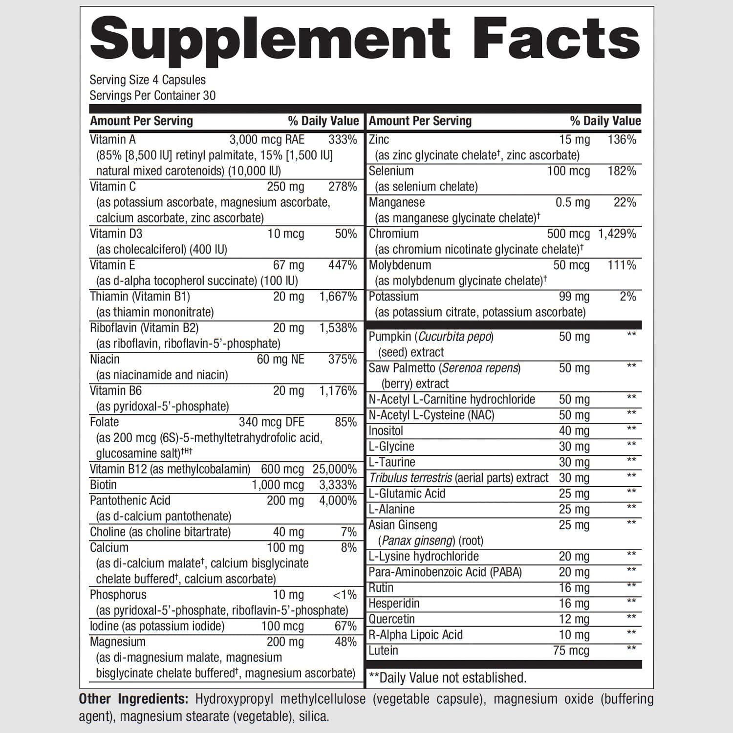 PureFormulas PureMulti Men's Daily Comprehensive Multivitamin - Boost Men's Health, Energy, & Performance with Vitamins A, C, D, E, B12, Zinc, Calcium, Magnesium - 60 Capsules
