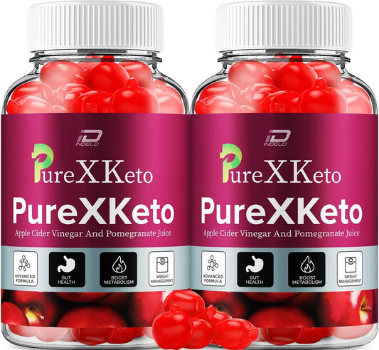PureX Keto ACV Gummies - Apple Cider Vinegar & Pomegranate Supplement for Weight Management - 2 Pack (120 Gummies)
