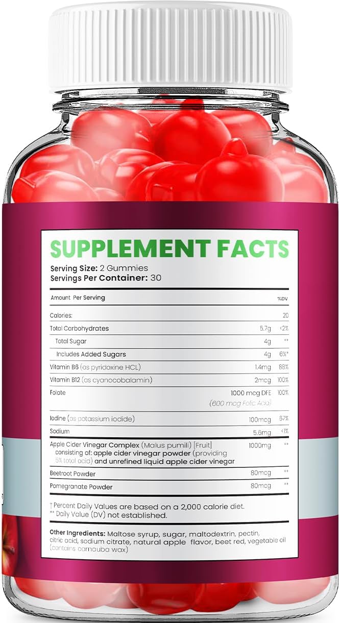 PureX Keto ACV Gummies - Apple Cider Vinegar & Pomegranate Supplement for Weight Management - 2 Pack (120 Gummies)
