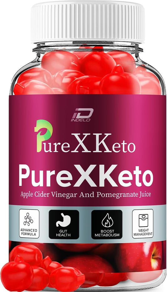 PureX Keto ACV Gummies with Pomegranate Juice for Weight Management - Indelo PureXKeto Dietary Supplement (1 Pack - 60 Gummies)