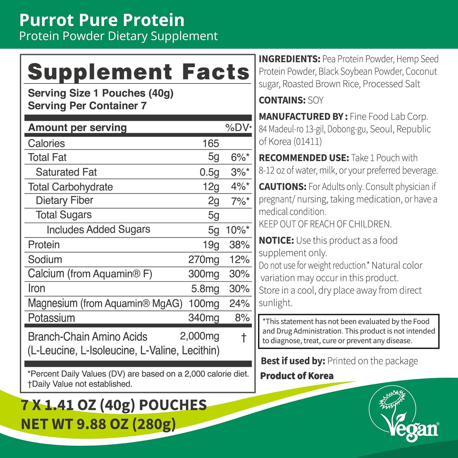 purrot Pure Protein Powder - Natural & High-Quality Source of Protein for Lean Muscle Growth and Recovery