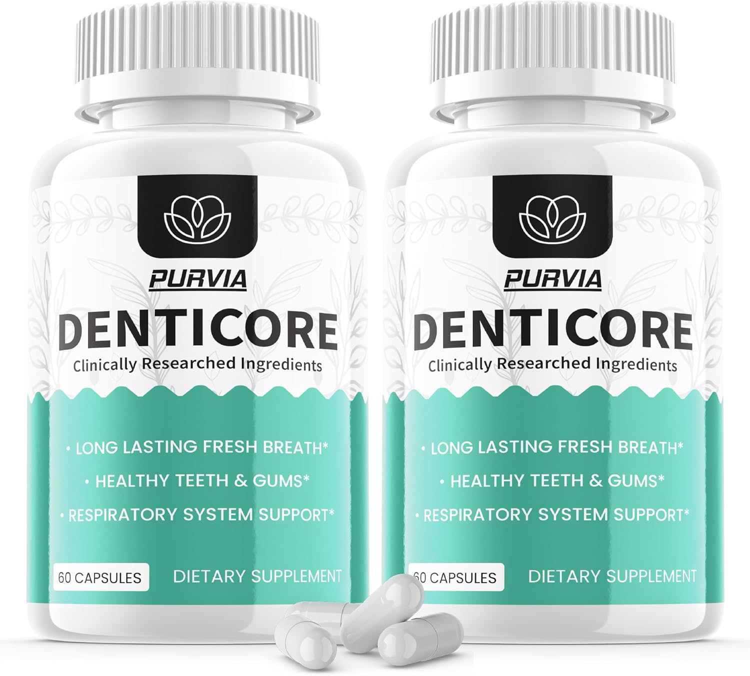 Purvia Denticore Pills 2-Pack - Official Formula for Advanced Strength - Vitamin Supplement Capsules with Fast-Acting 2024 Formula (120 Capsules)