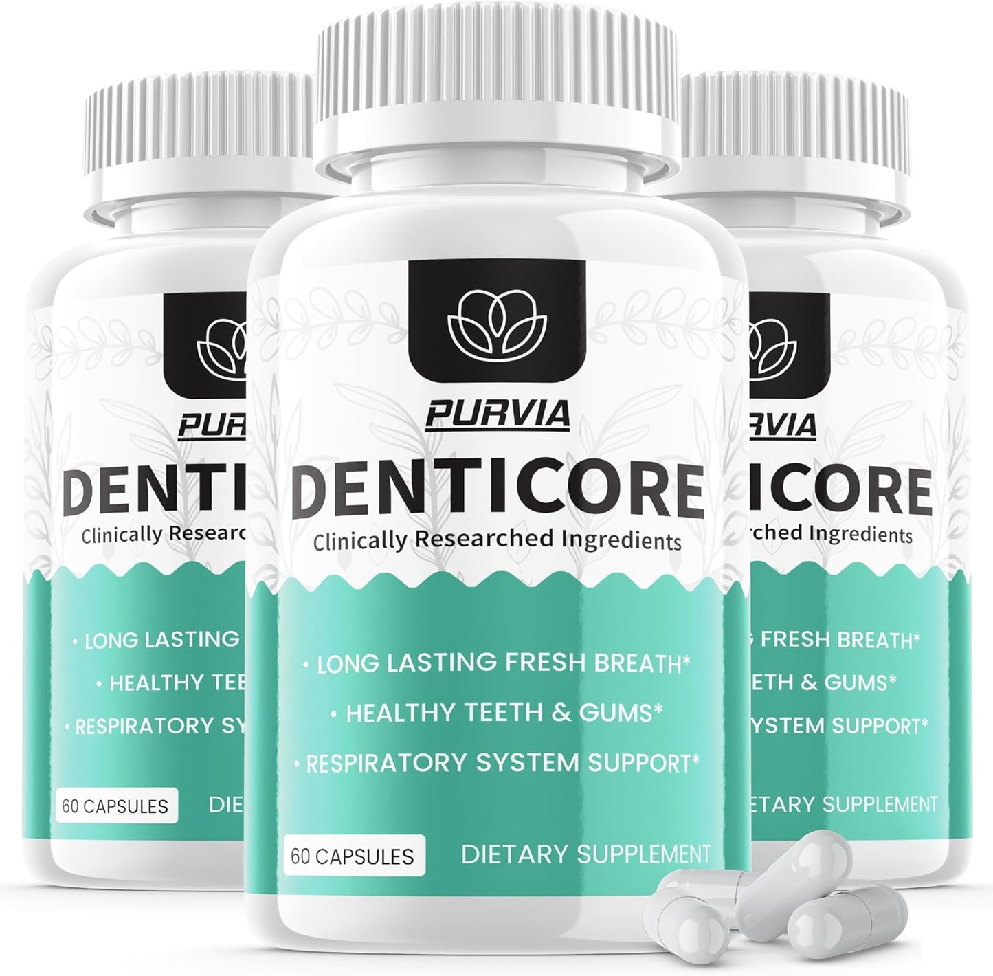Purvia Denticore Pills 3 Pack - Official Formula for Advanced Strength - Vitamin Supplement Capsules for Fast Results - 180 Capsules, 2024 Formula