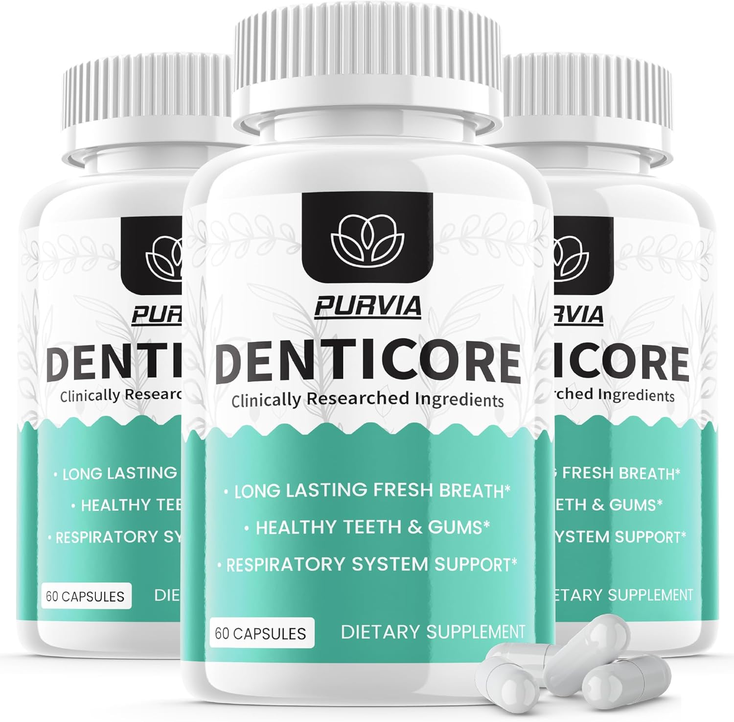 Purvia Denticore Pills 3 Pack - Official Formula for Advanced Strength - Vitamin Supplement Capsules for Fast Results - 180 Capsules, 2024 Formula