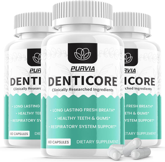 Purvia Denticore Pills 3 Pack - Official Formula for Advanced Strength - Vitamin Supplement Capsules for Fast Results - 180 Capsules, 2024 Formula
