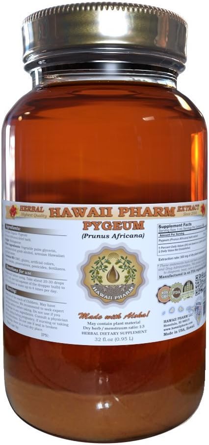 Pygeum Africanum Liquid Tincture - Herbal Supplement by Hawaii Pharm, 32 fl. oz - Made in USA