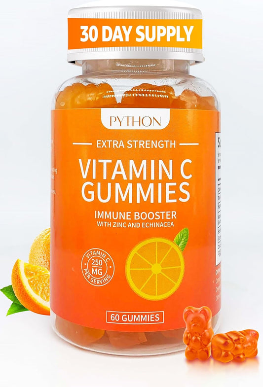 PYTHON OPTIC Immunity and Lung Health Supplement with Vitamin C, Echinacea, Collagen Support - 60 Vegan Gummy Chews for Adults & Kids