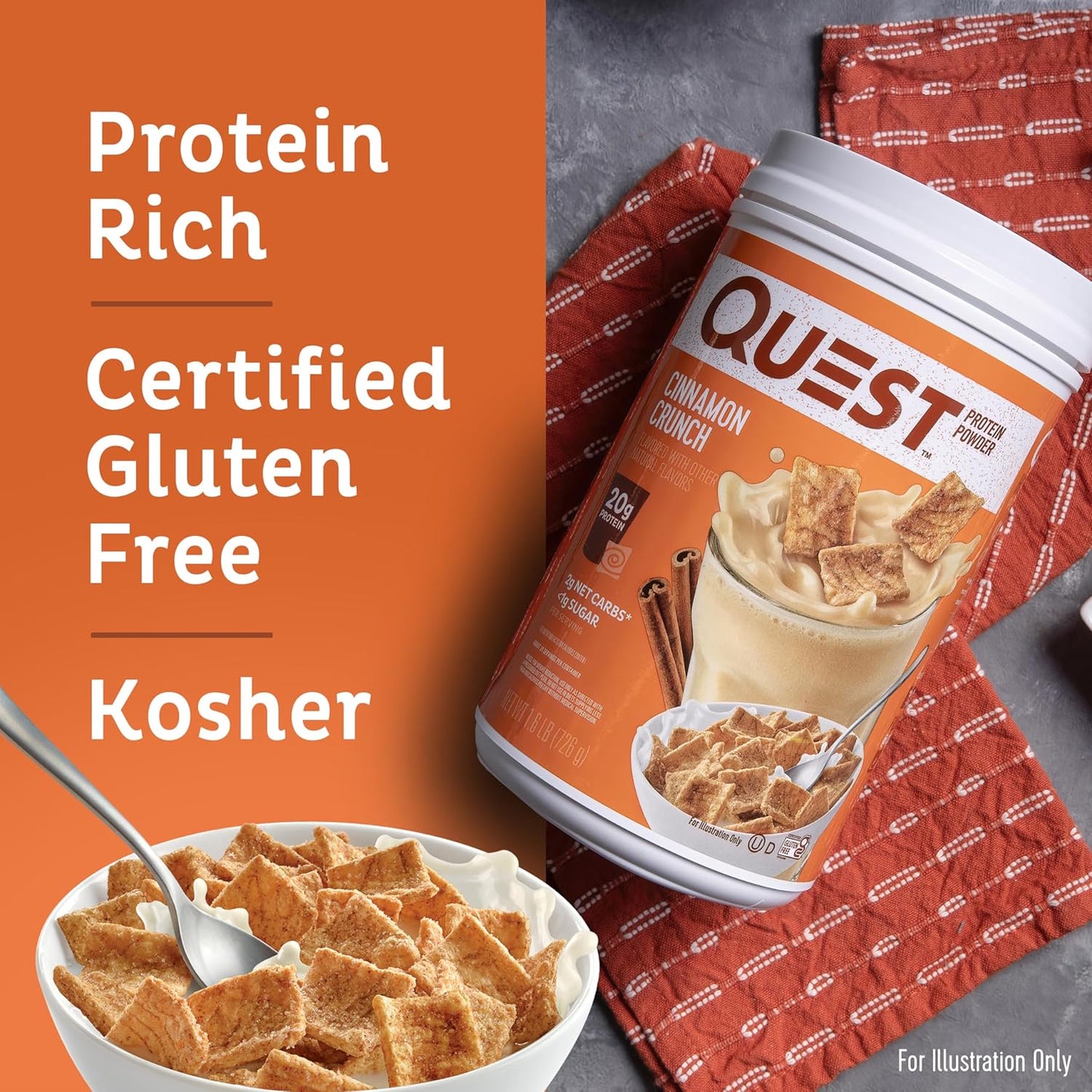 Quest Nutrition Chocolate Milkshake & Cinnamon Crunch Protein Powder Bundle - Low Carb, Gluten Free, 22g & 20g Protein, 1g & 2g Sugar, 3lb, 43 Servings