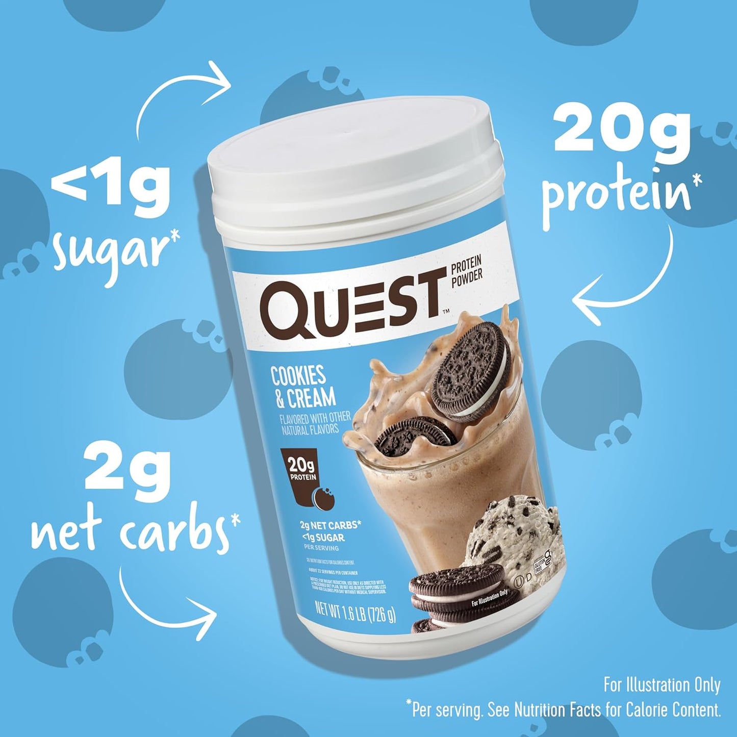 Quest Nutrition Protein Powder Bundle: Chocolate Milkshake & Cookies & Cream, 22g Protein, 1g Sugar, Low Carb, Gluten Free, 3lb, 63 Servings