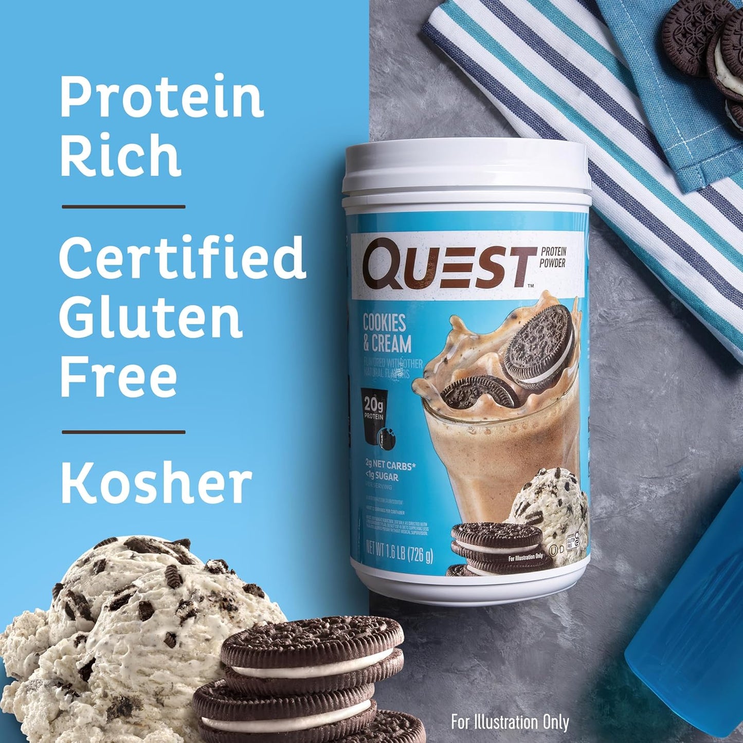 Quest Nutrition Protein Powder Bundle: Chocolate Milkshake & Cookies & Cream, 22g Protein, 1g Sugar, Low Carb, Gluten Free, 3lb, 63 Servings