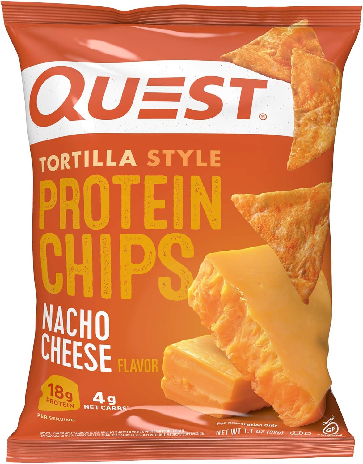 Quest Nutrition Vanilla Milkshake Protein Powder + Nacho Cheese Tortilla Style Protein Chips Bundle - 24g Protein Powder, 18g Protein Chips, Pack of 12