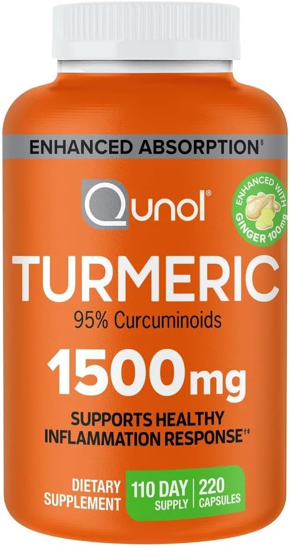 Qunol Turmeric 1,500mg Capsules - 220 Count, High Absorption Turmeric Supplement