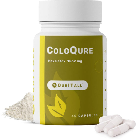 QurItAll ColoQure Colon Cleanse Capsules for Gut Health & Detox - Vegan & Soy-Free - Reduces Bloating & Constipation - 60 Count