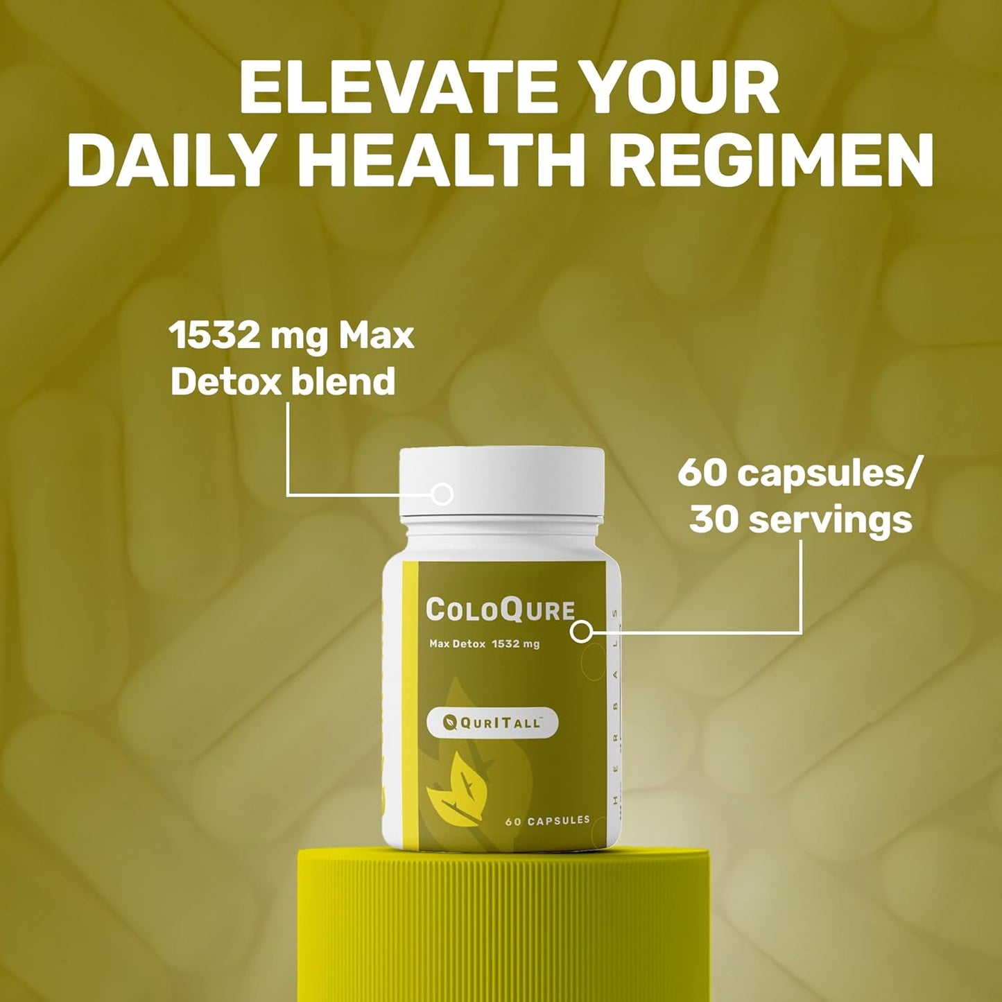 QurItAll ColoQure Colon Cleanse Capsules for Gut Health & Detox - Vegan & Soy-Free - Reduces Bloating & Constipation - 60 Count