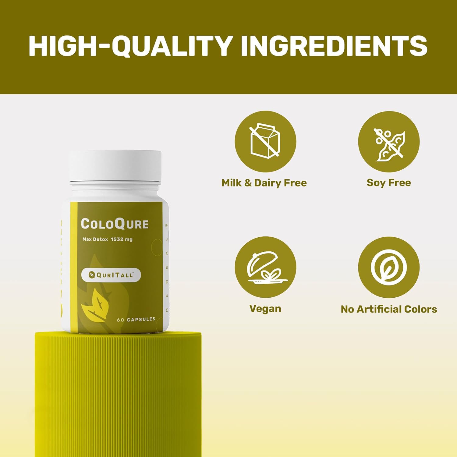 QurItAll ColoQure Colon Cleanse Capsules for Gut Health & Detox - Vegan & Soy-Free - Reduces Bloating & Constipation - 60 Count