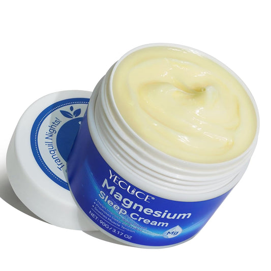 Qxmlucky Magnesium Cream with Vitamin E and Almond Oil - Topical Magnesium Oil for Feet and Body, Premium Lotion for Muscle Soreness and Better Sleep
