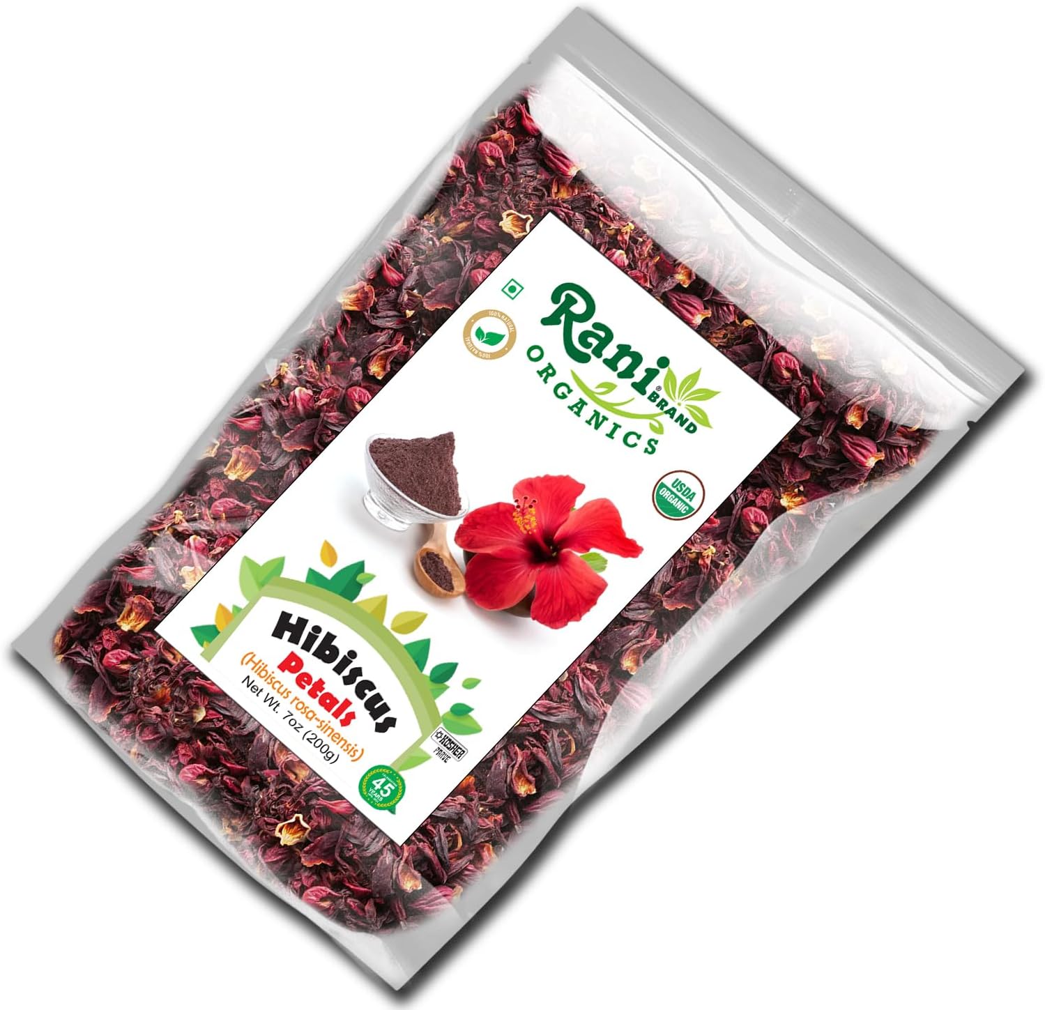 Rani Organic Hibiscus Powder 7oz (200g) - Authentic Indian Product, All Natural, Gluten Friendly, Vegan, Non-GMO, Kosher, USDA Organic Certified