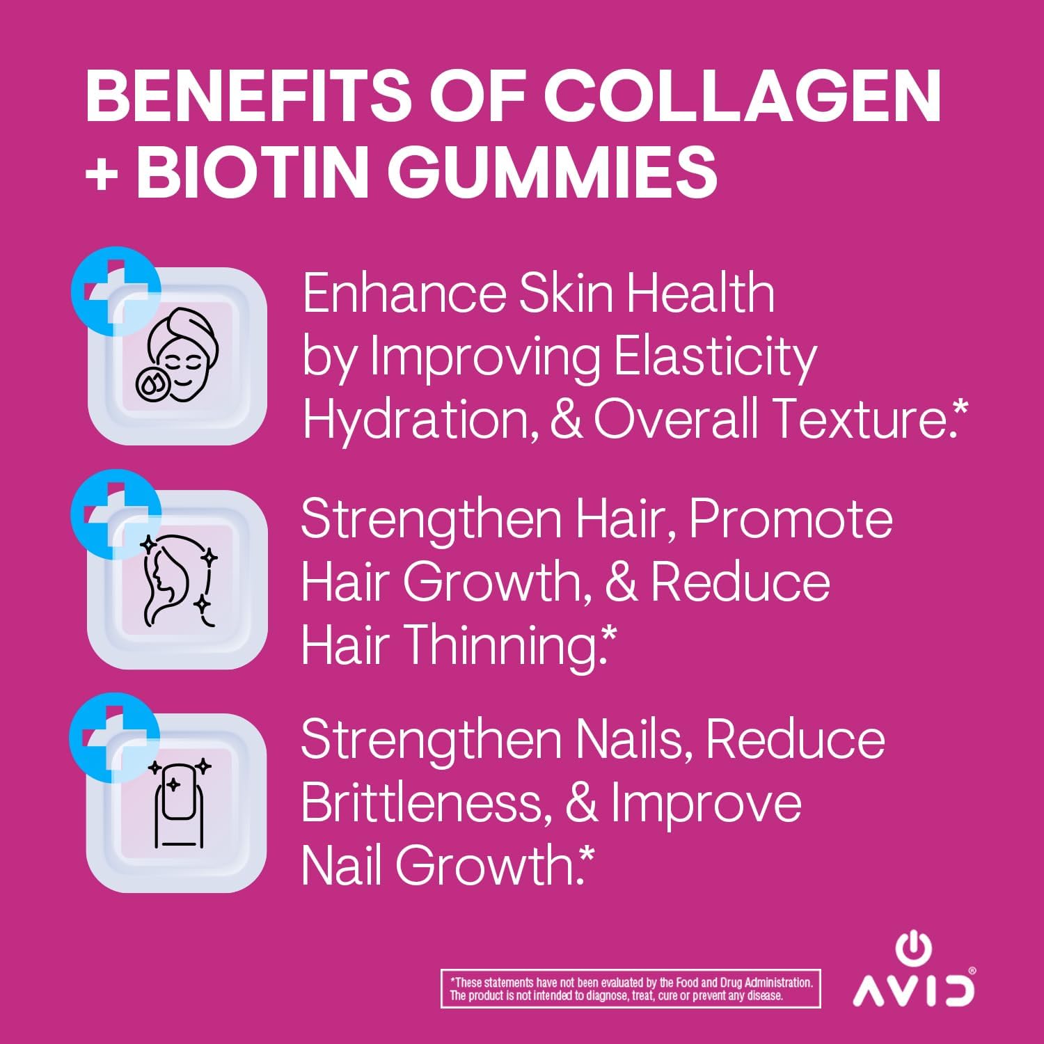 Raspberry Flavored Collagen & Biotin Gummies for Hair, Skin, Nails - Beauty Boost Supplement for Women & Men - Non-GMO, Gluten Free - 60 Gummies