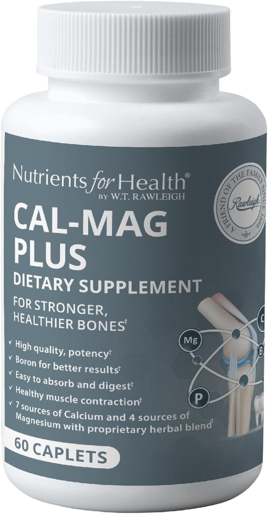 Rawleigh Cal-Mag Plus Caplets - Bone & Joint Support Dietary Supplement with Calcium and Magnesium