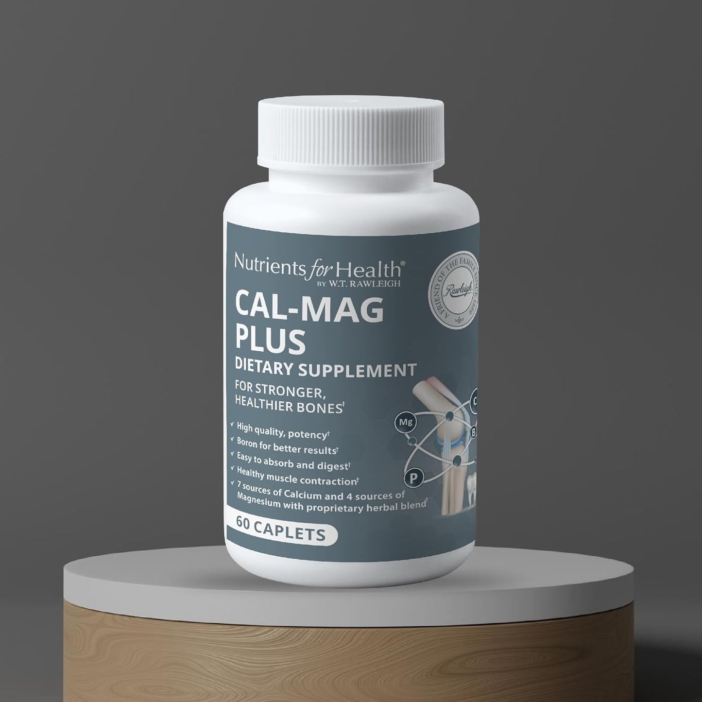 Rawleigh Cal-Mag Plus Caplets - Bone & Joint Support Dietary Supplement with Calcium and Magnesium