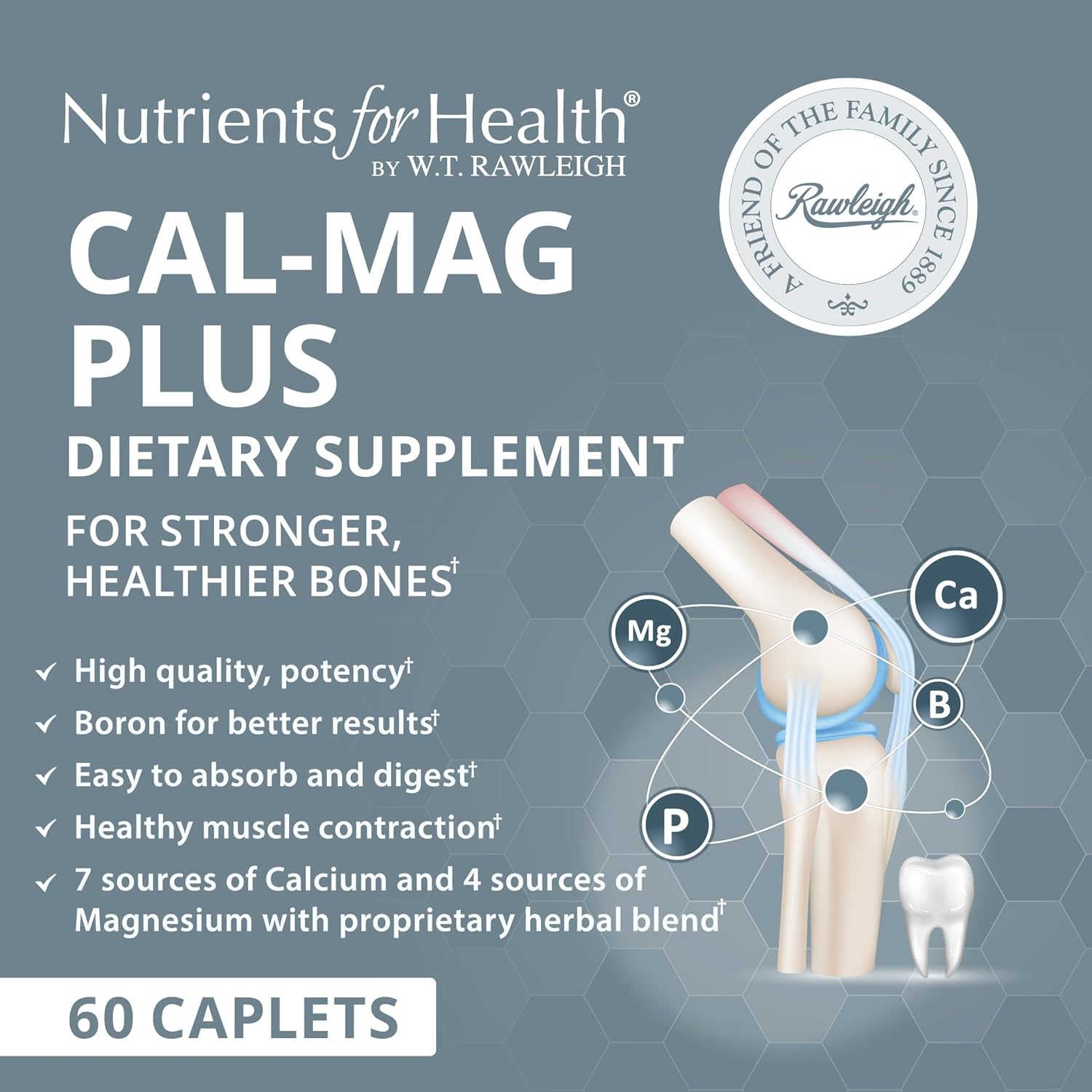 Rawleigh Cal-Mag Plus Caplets - Bone & Joint Support Dietary Supplement with Calcium and Magnesium