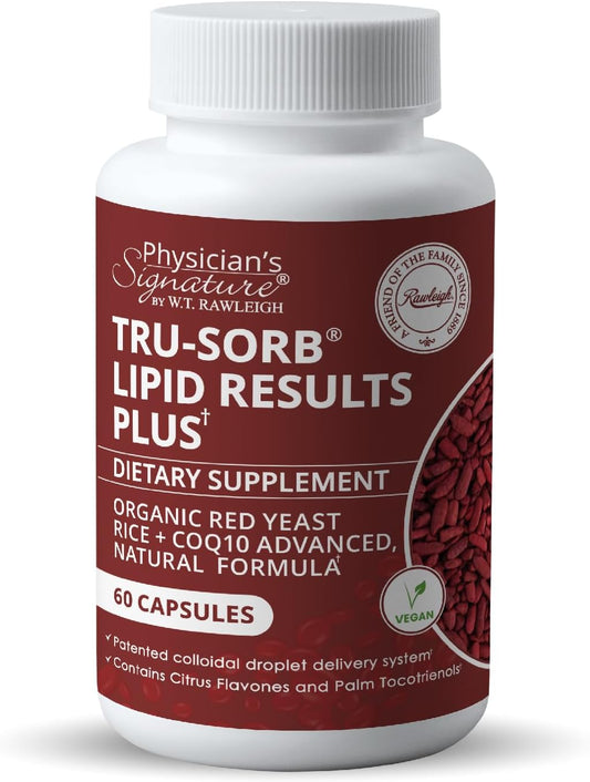 Rawleigh Tru-Sorb Lipid Results Plus: 60 Capsules - Red Yeast Rice, CoQ10, Cholesstrinol, Vitamin E Supplement