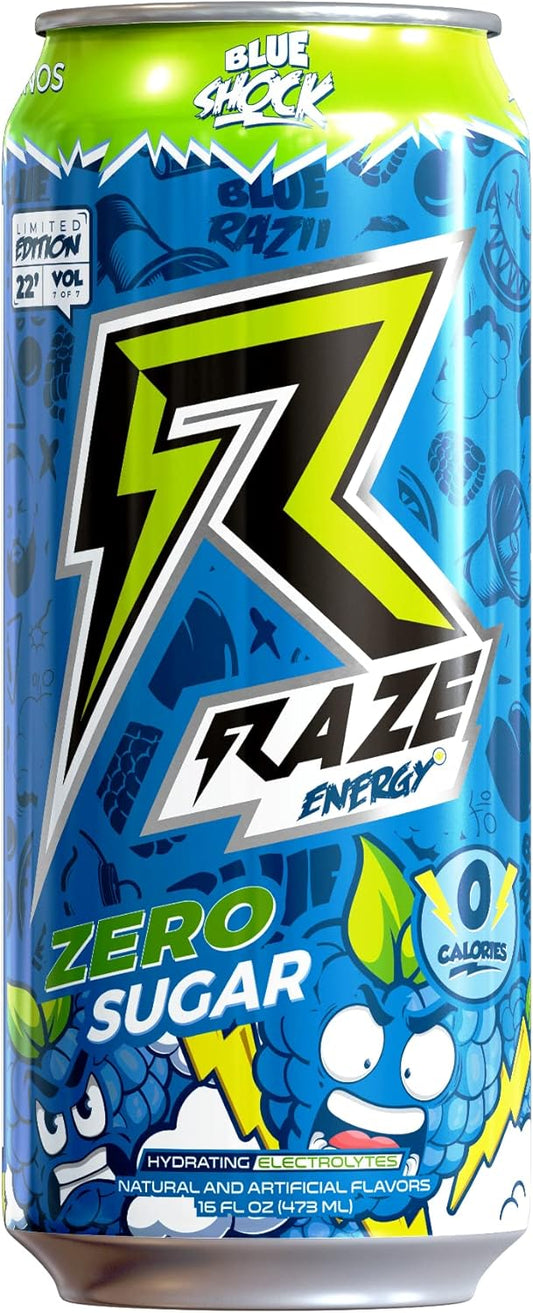 Raze Energy Drink Cans - Blue Shock Flavor by Repp Sports