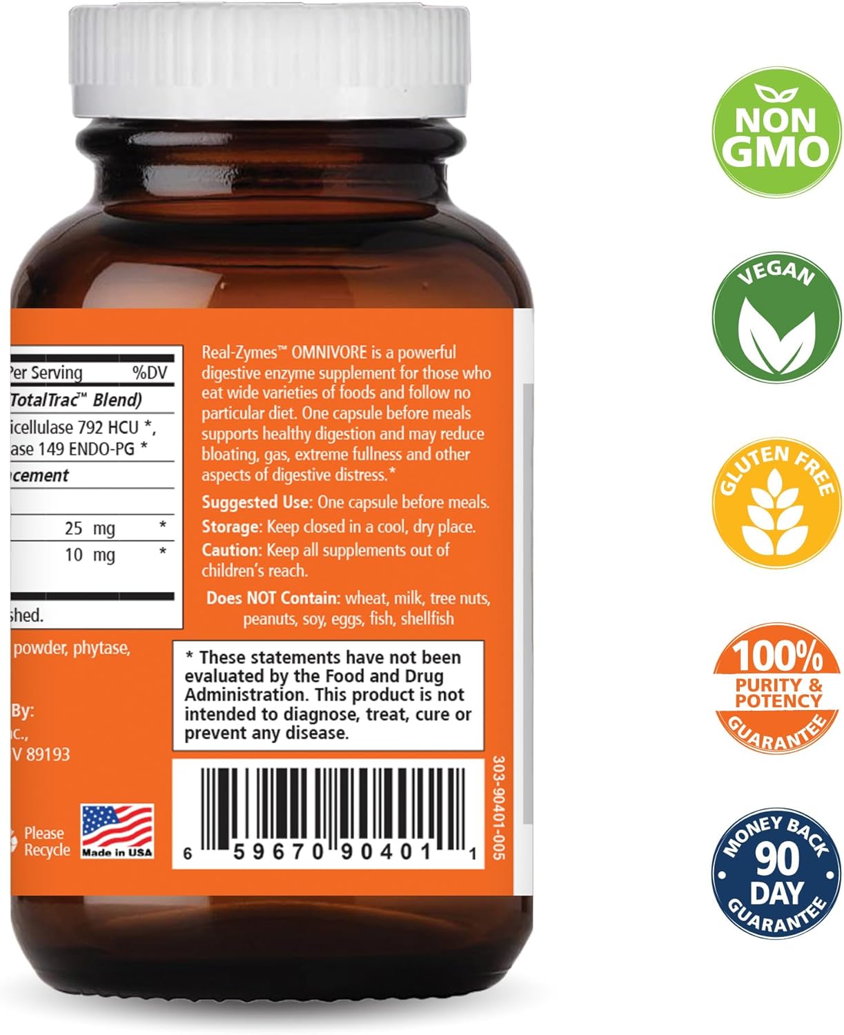 Real-Zymes™ OMNIVORE Digestive Enzymes Supplement with Probiotics - Natural Relief for Digestive Issues - 30 Capsules