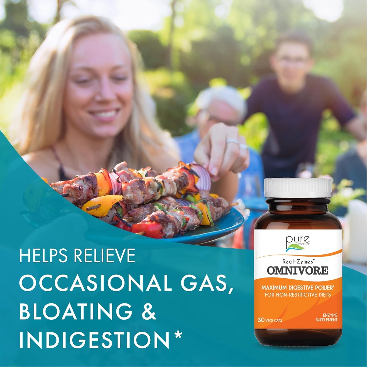 Real-Zymes™ OMNIVORE Digestive Enzymes Supplement with Probiotics - Natural Relief for Digestive Issues - 30 Capsules