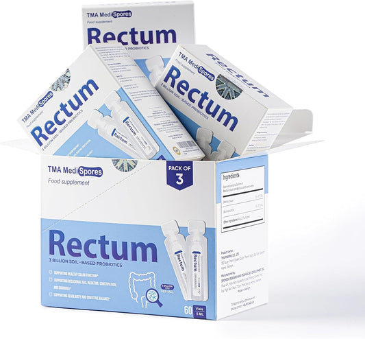 Rectum Soil-Based Probiotic Liquid for Gut Health - Stomach Relief, Bloating, Immune Support - 60 Vials, 3 Billion CFUs/vial - Daily Drink for Adults and Kids