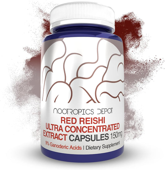 Red Reishi Mushroom Capsules with 9% Ganoderic Acids - 150mg (180 Count) by Nootropics Depot