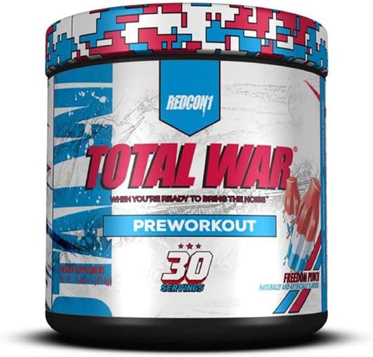Redcon1 Total War PreWorkout - Freedom Punch Flavor - 30 Servings, Energy Boost, Enhanced Endurance, Focus Support