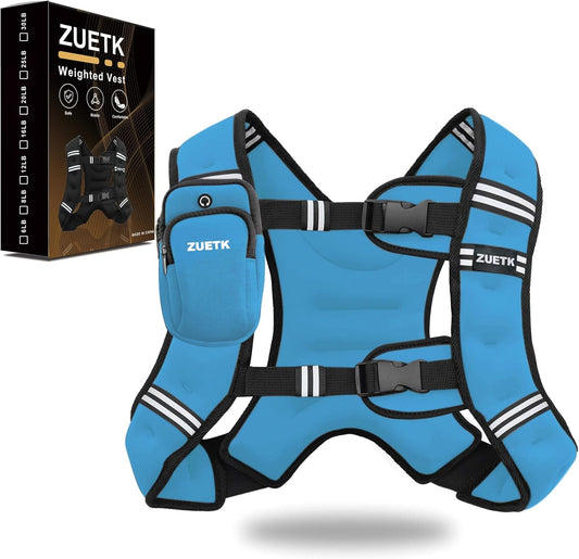 Reflective Stripe Weighted Vest for Strength Training, Running, Fitness - 6lb to 30lb Options for Men and Women