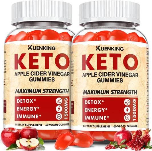Regio Keto ACV Gummies with Pomegranate Beet Juice Powder B12 - 1500MG Vegan Non GMO Formula