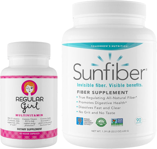 Regular Girl Women's Multivitamin and Sunfiber Powder Bundle - Energy and Digestive Support for 90 Days