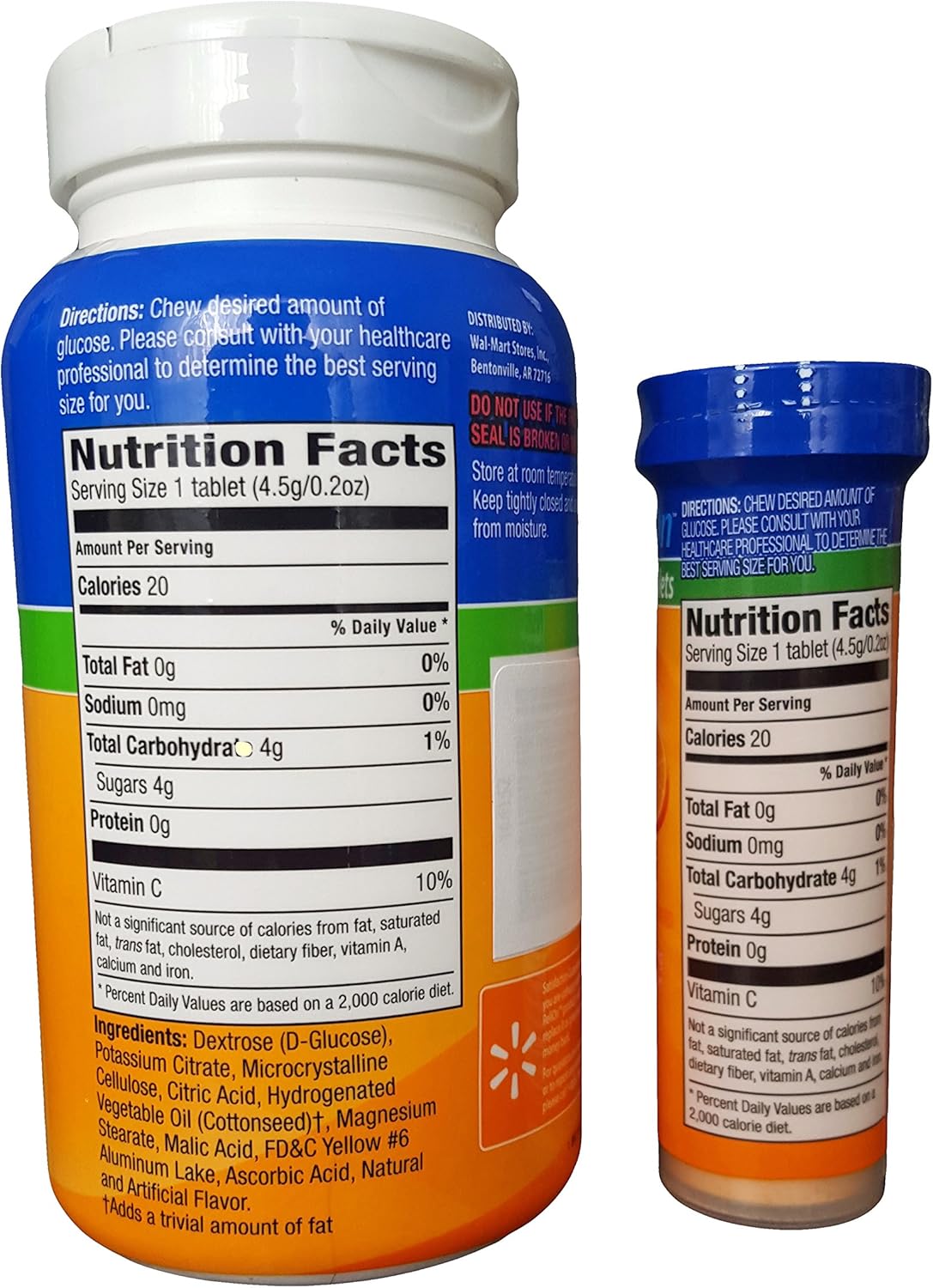 ReliOn Glucose Tablets - 50 Count with On-The-Go Tube, Includes 10 Tablets (Orange)