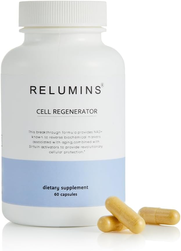 Relumins NAD+ Cell Regenerator Supplement with Quercetin & Fisetin - Anti-Aging, Energy Support, Antioxidant Protection - 60 Caps