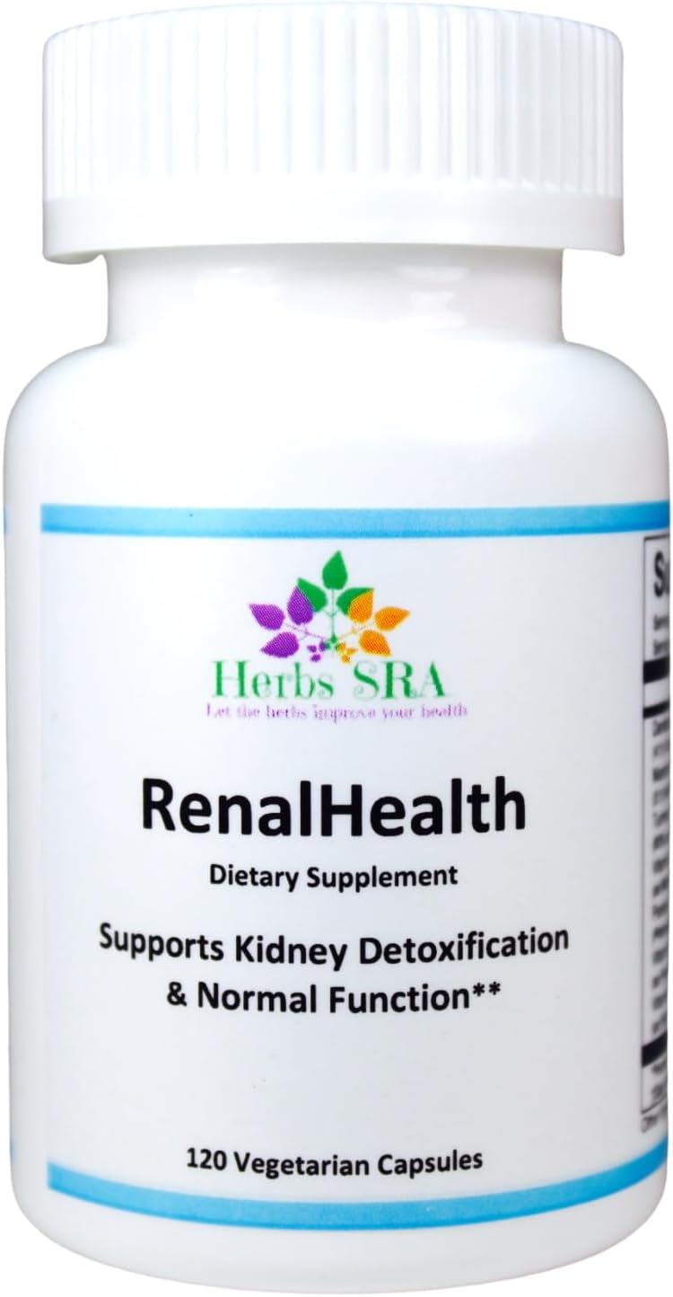 RenalHealth Herbal Supplement for Kidney Health - Detox & Function Support with 120 Vegetarian Capsules