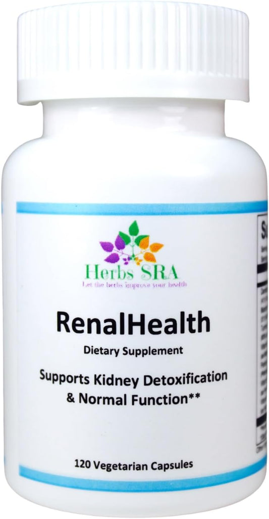 RenalHealth Herbal Supplement for Kidney Health - Detox & Function Support with 120 Vegetarian Capsules